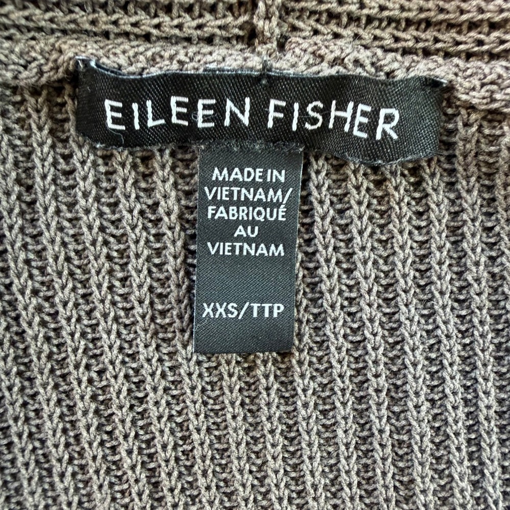 Eileen Fisher Womens XXS Organic Cotton Silk Shaker Knit Shawl Cardigan Grey - Picture 3 of 10